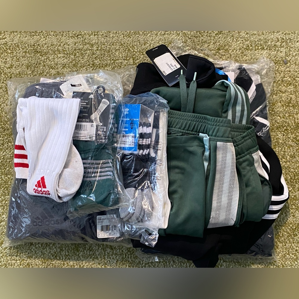 Huge Adidas Lot of Gear - Joggers, Sweat Pants, Sweatshirt, Polo, Socks Most NWT